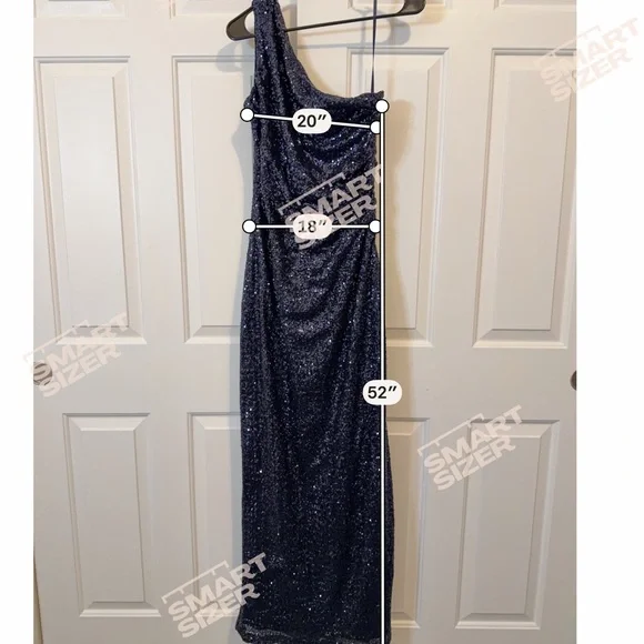 Lauren Ralph Lauren Evening - Navy Sequin One Shoulder Full Length Gown Size 14 - Picture 6 of 8